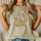 Honey Bee Vintage Botanical Dog Paw T-Shirt