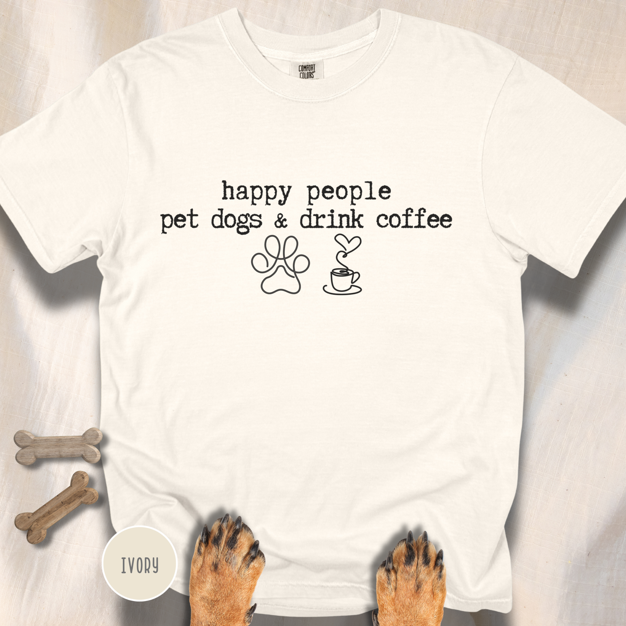 Happy People Pet Dogs and Drink Coffee T-shirt