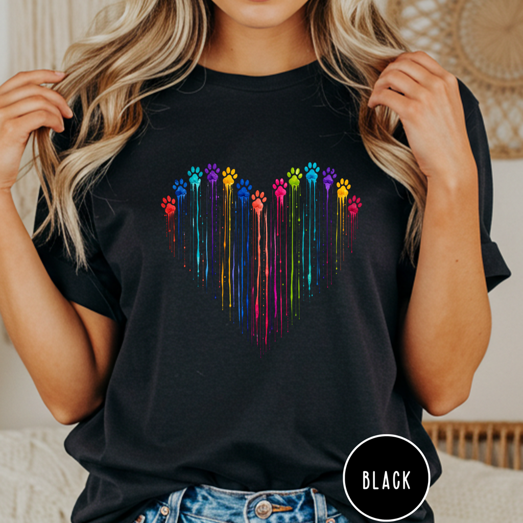 Paw Print Paint Heart T-shirt