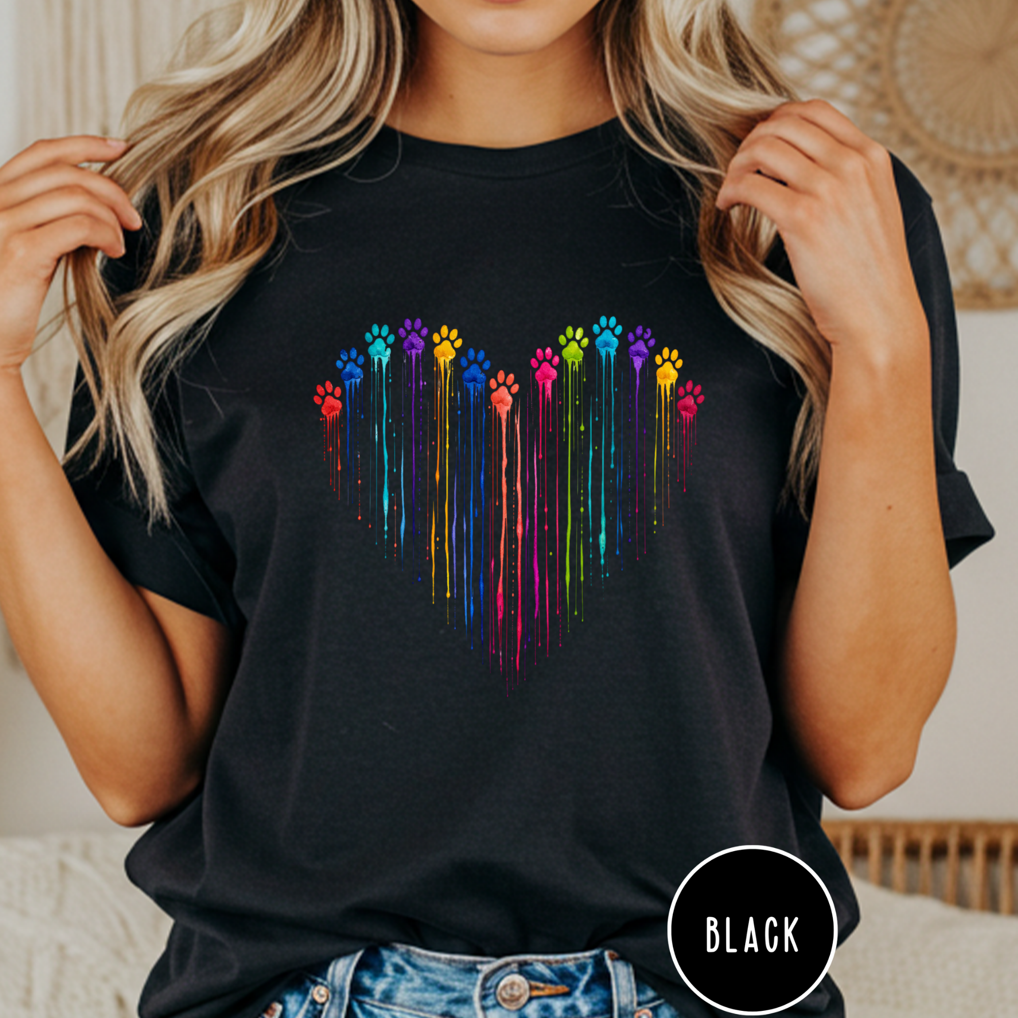 Paw Print Paint Heart T-shirt