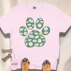 Daisies on Green Dog Paw T-shirt