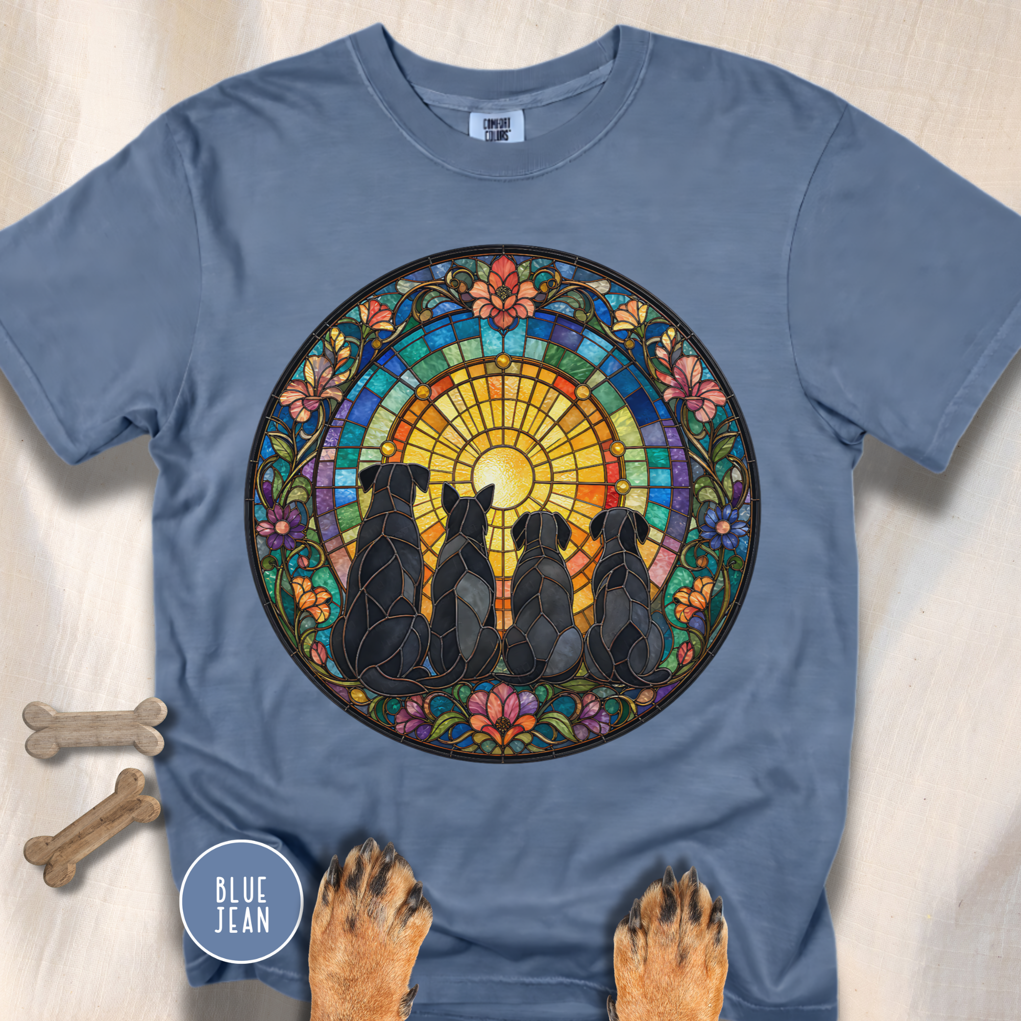 All The Dogs Victorian Stained Glass T-shirt