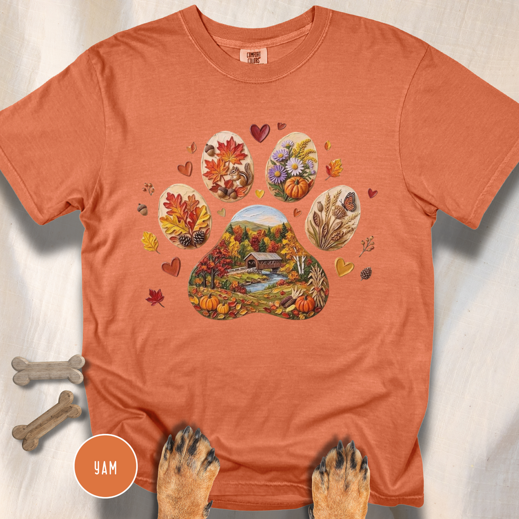 Fall in New England Dog Paw T-shirt