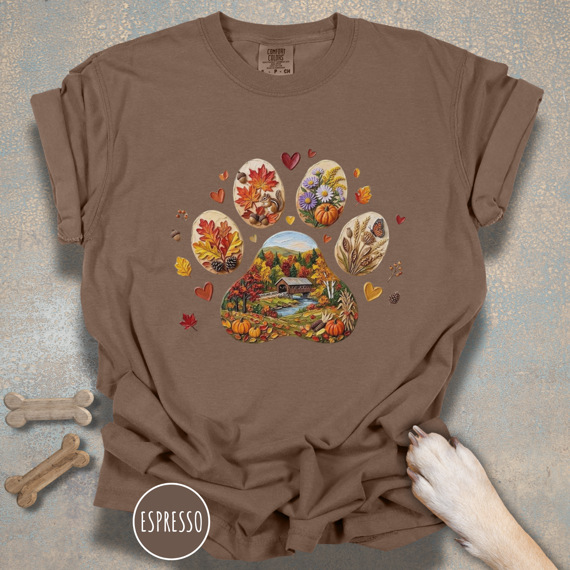 Fall Dog Paw T-shirt