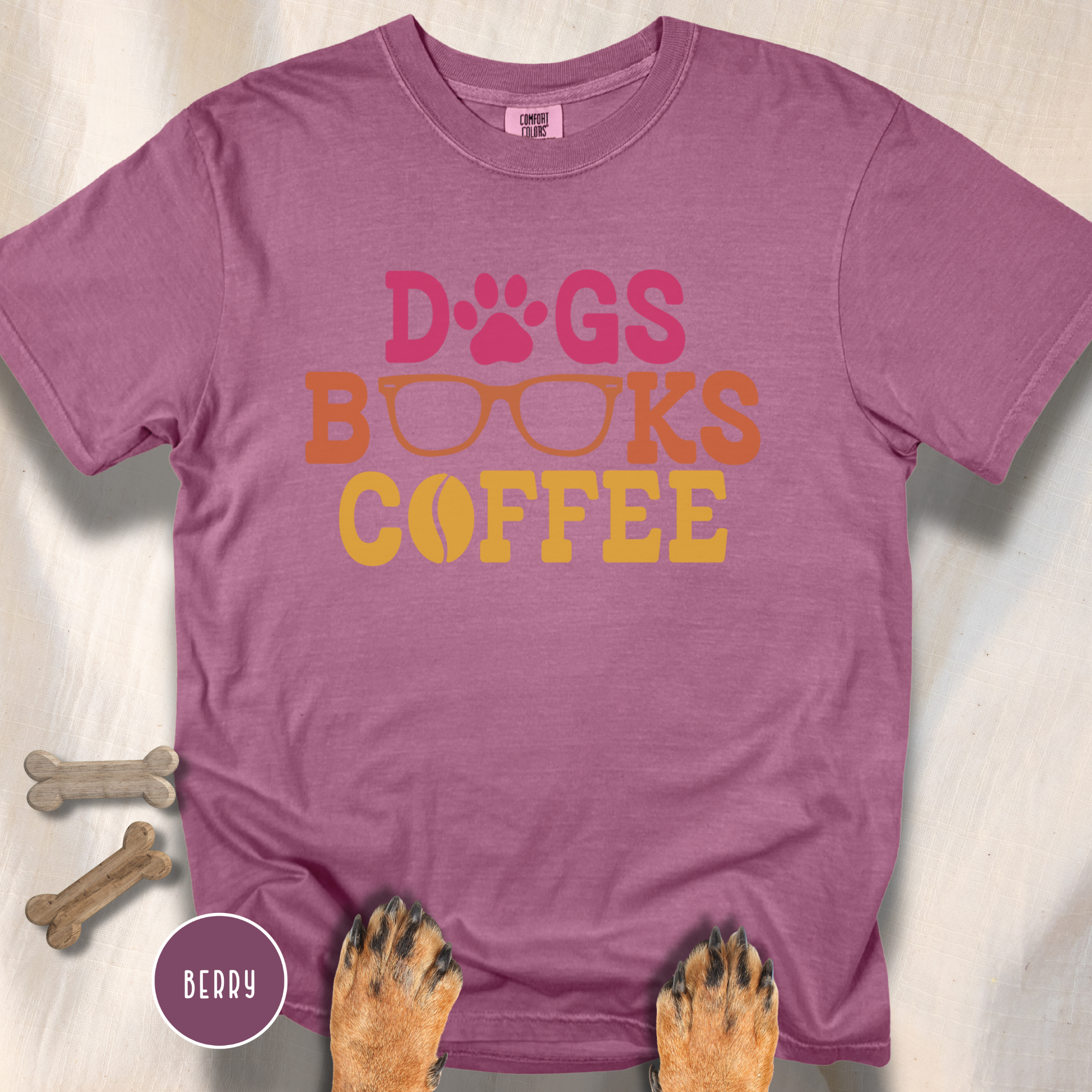 Dogs Books Coffee T-shirt