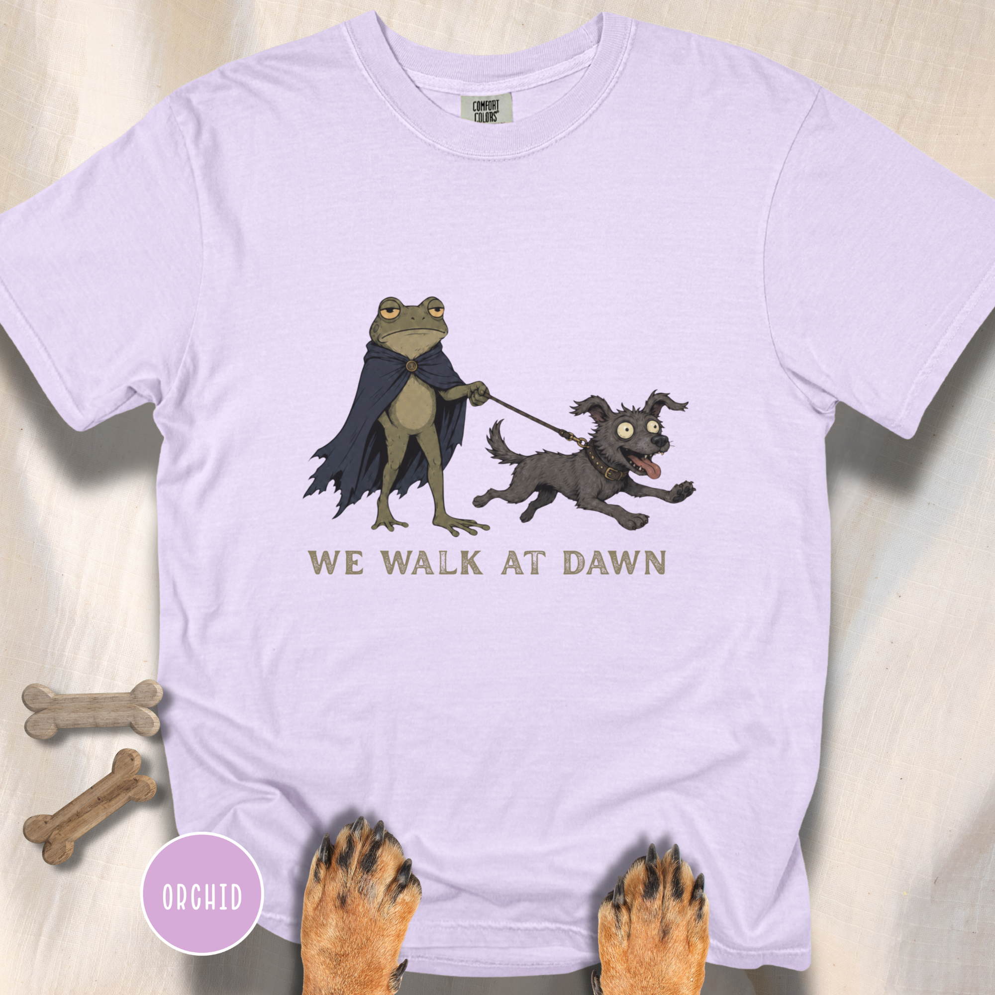 We Walk at Dawn Dog and Frog T-shirt