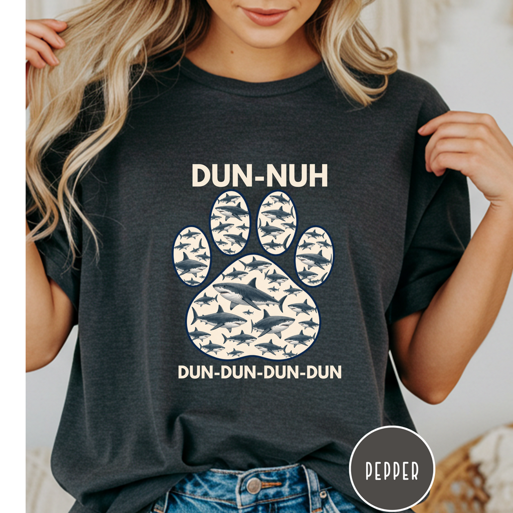 Shark Theme Song Paw Print T-shirt