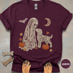 Faux Lace Ghost and Dog in the Fall T-shirt