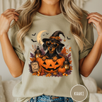 Dachshund in a Jack-o-Lantern T-shirt