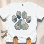 Faux Patchwork Coastal Dog Paw T-shirt