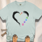 Pride Rainbow Paw Brushstroke Heart T-Shirt