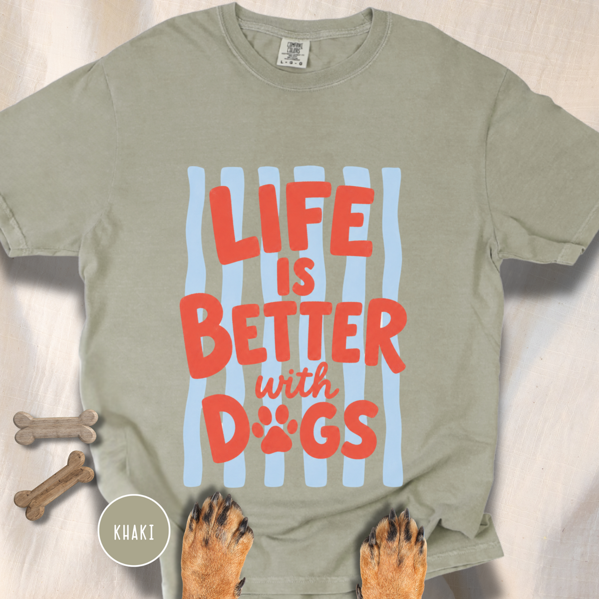 Life is Better with Dogs striped T-shirt