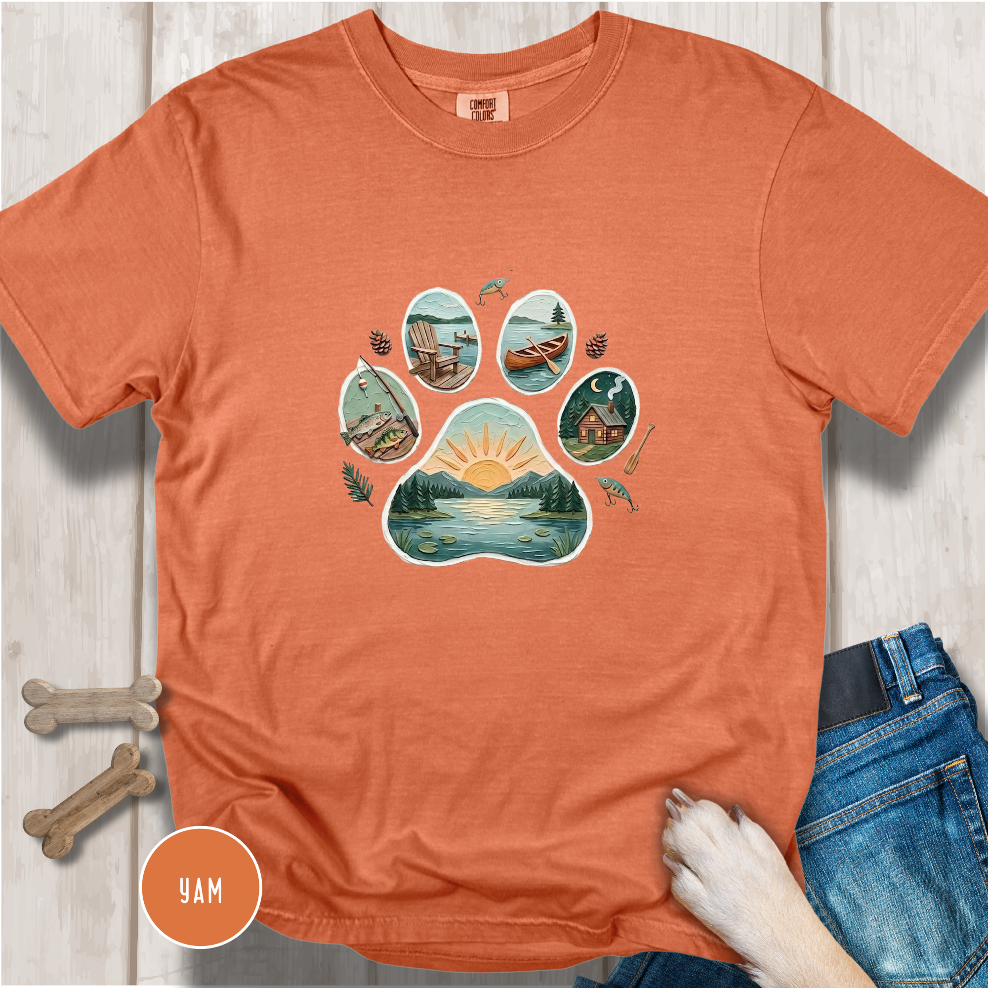 Lake Life Dog Paw T-Shirt