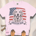 Golden Retriever American Made USA flag T-shirt