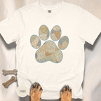Faux Patchwork Coastal Seashore Dog Paw T-Shirt