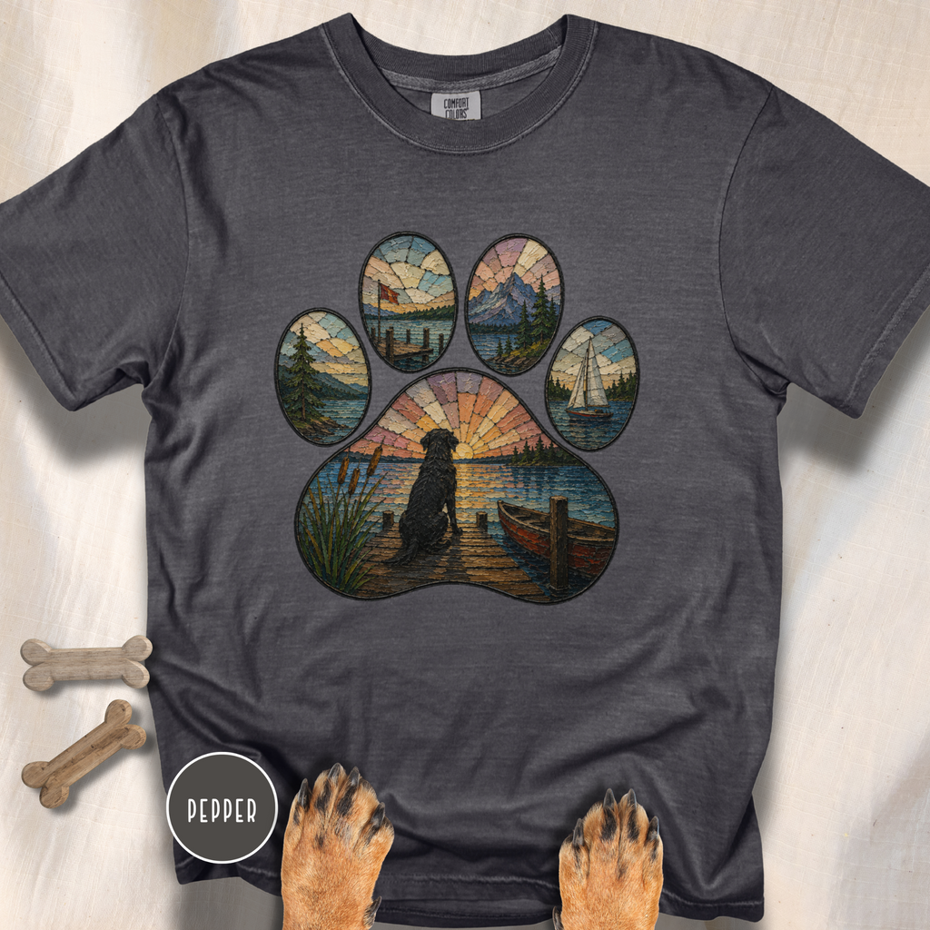 Sail Away Stained Glass Paw Print T-shirt