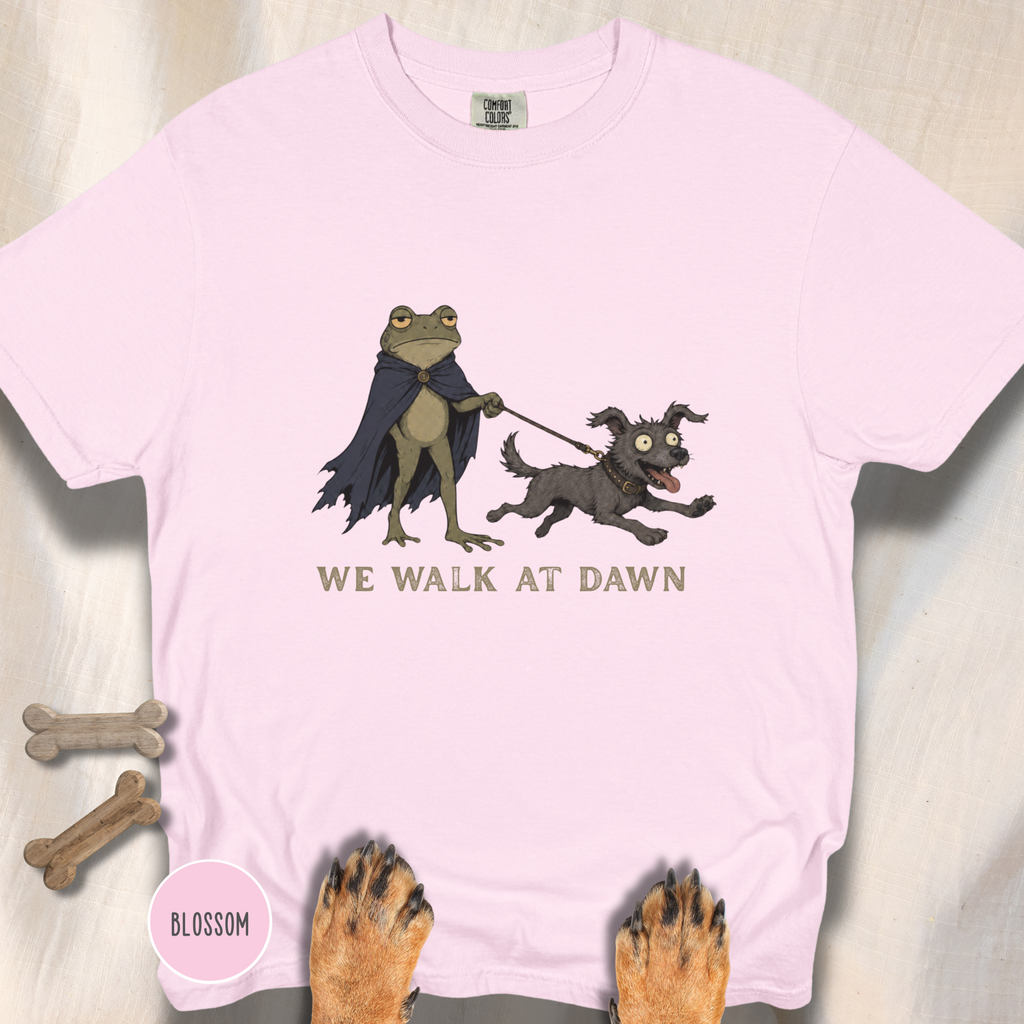 We Walk at Dawn Dog and Frog T-shirt