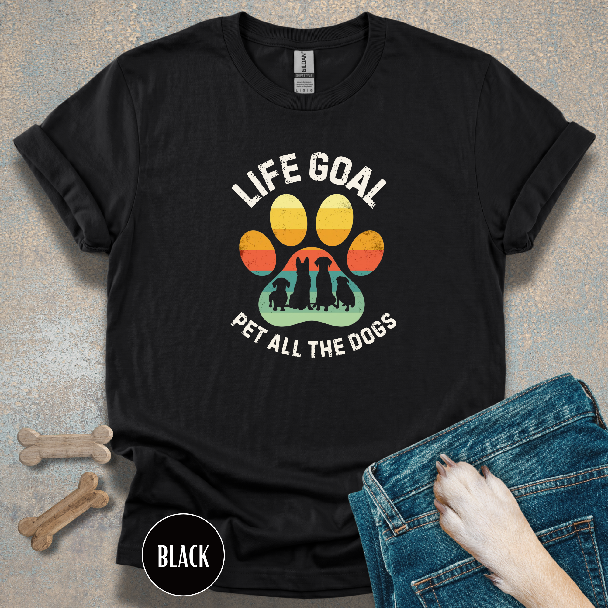 Life Goal: Pet All The Dogs T-Shirt | Funny Dog Lover Shirt