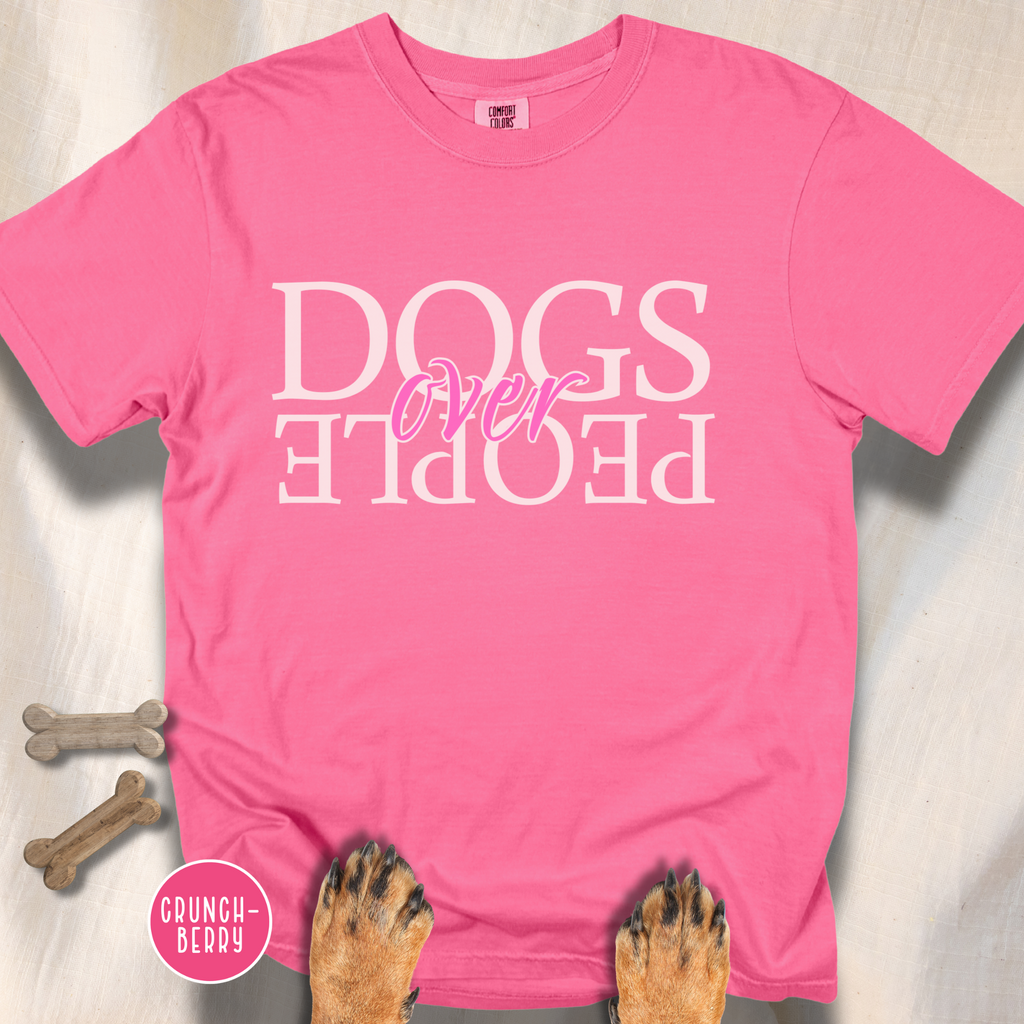 Dogs Over People Cream and Pink T-shirt