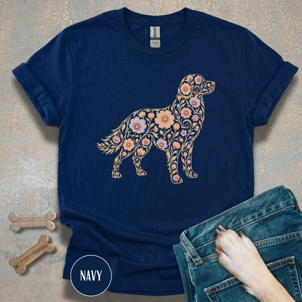 Golden Retriever Floral T-shirt