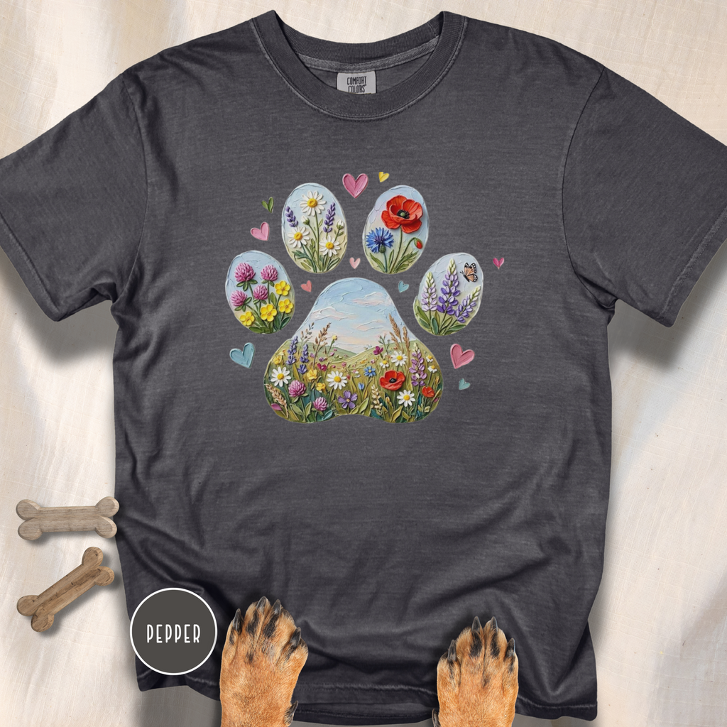 Meadow of Wildflowers Dog Paw T-Shirt