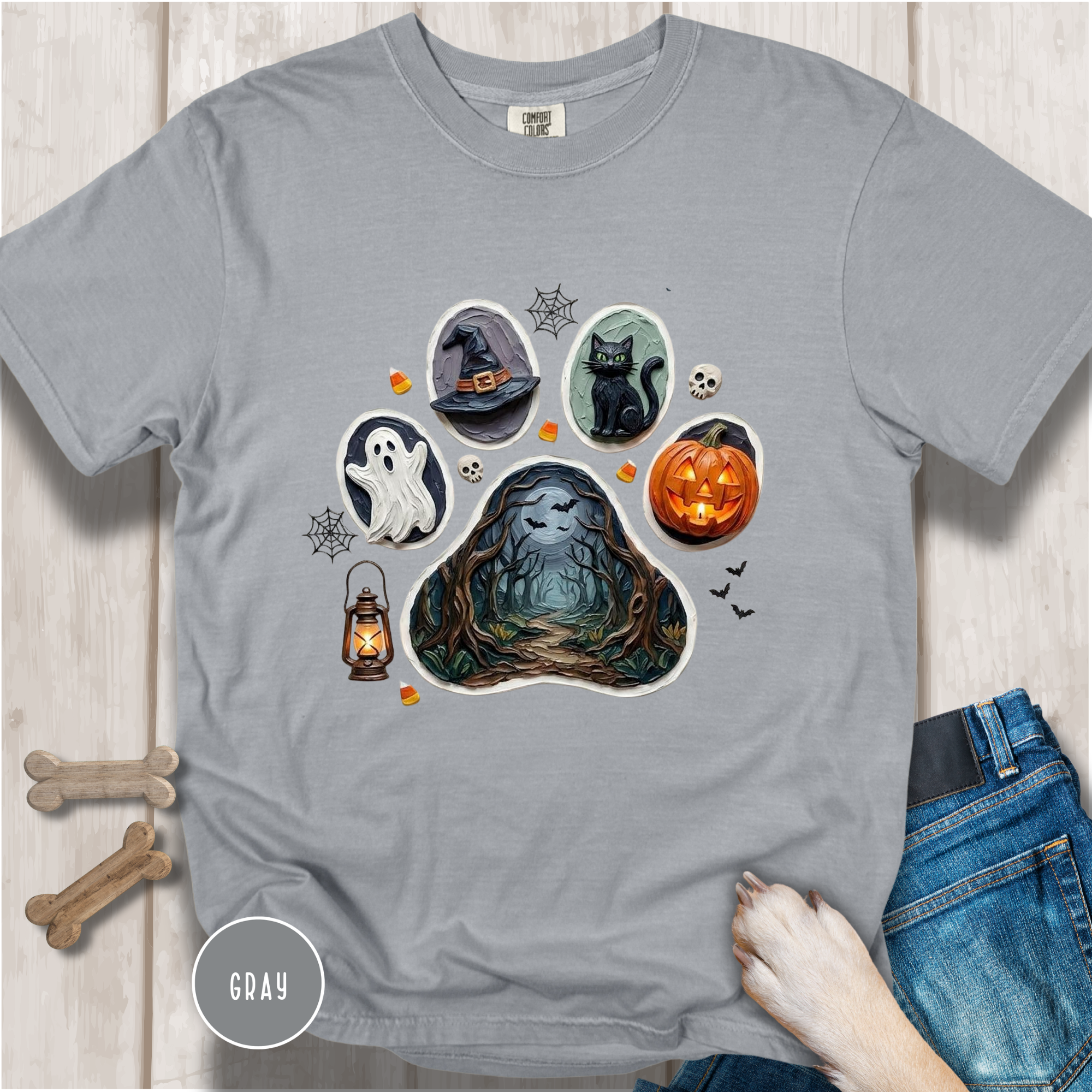 Spooky Season Dog Paw Comfort Colors T-Shirt