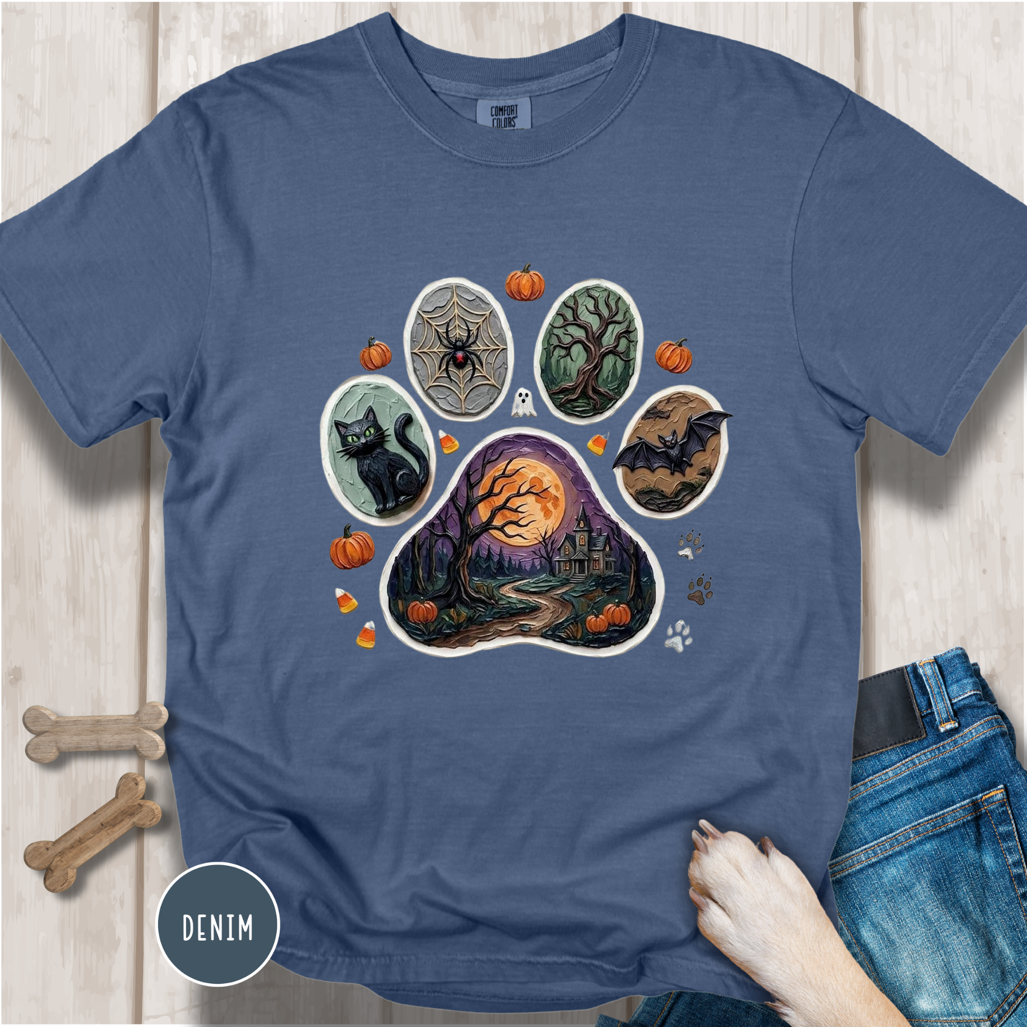 Haunted Trails Dog Paw Comfort Colors T-Shirt