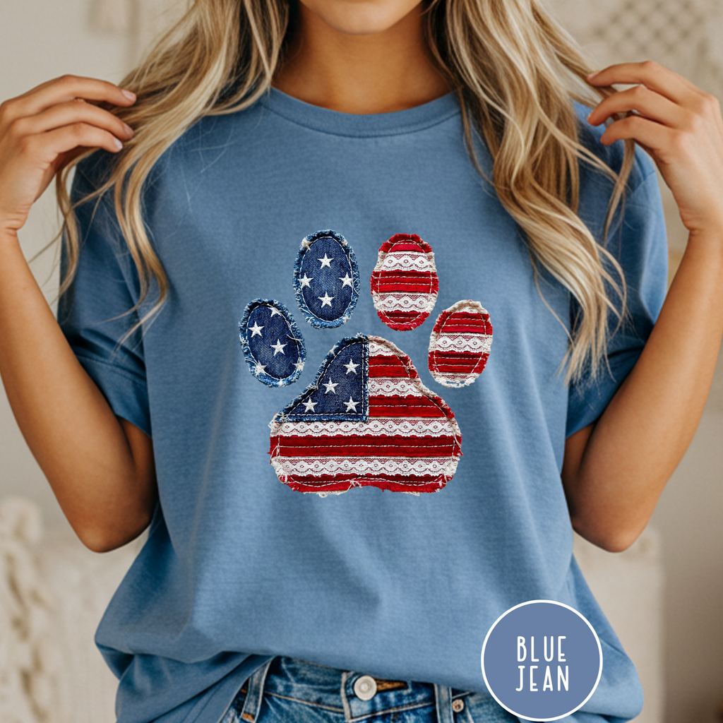 USA Pawtriot Dog Paw T-shirt