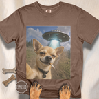 Chihuahua Smiling UFO Selfie T-shirt