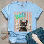 Bad to the Bone French Bulldog T-Shirt. Orange stripes