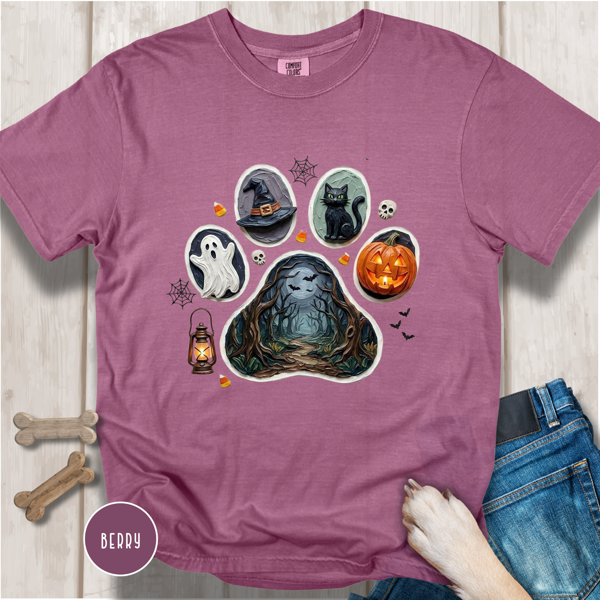 Spooky Season Dog Paw Comfort Colors T-Shirt