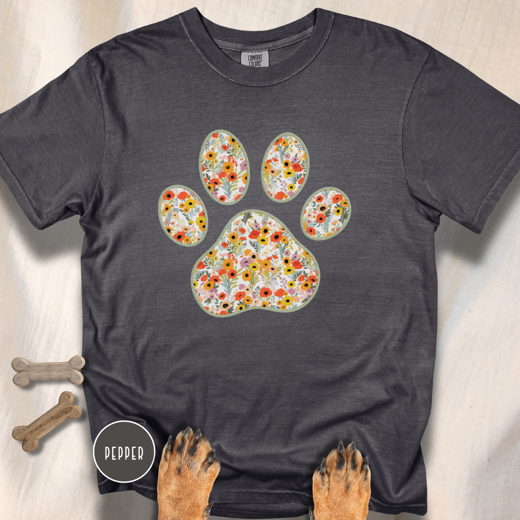 Fall Flowers Dog Paw T-shirt
