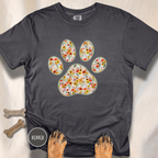 Fall Flowers Dog Paw T-shirt