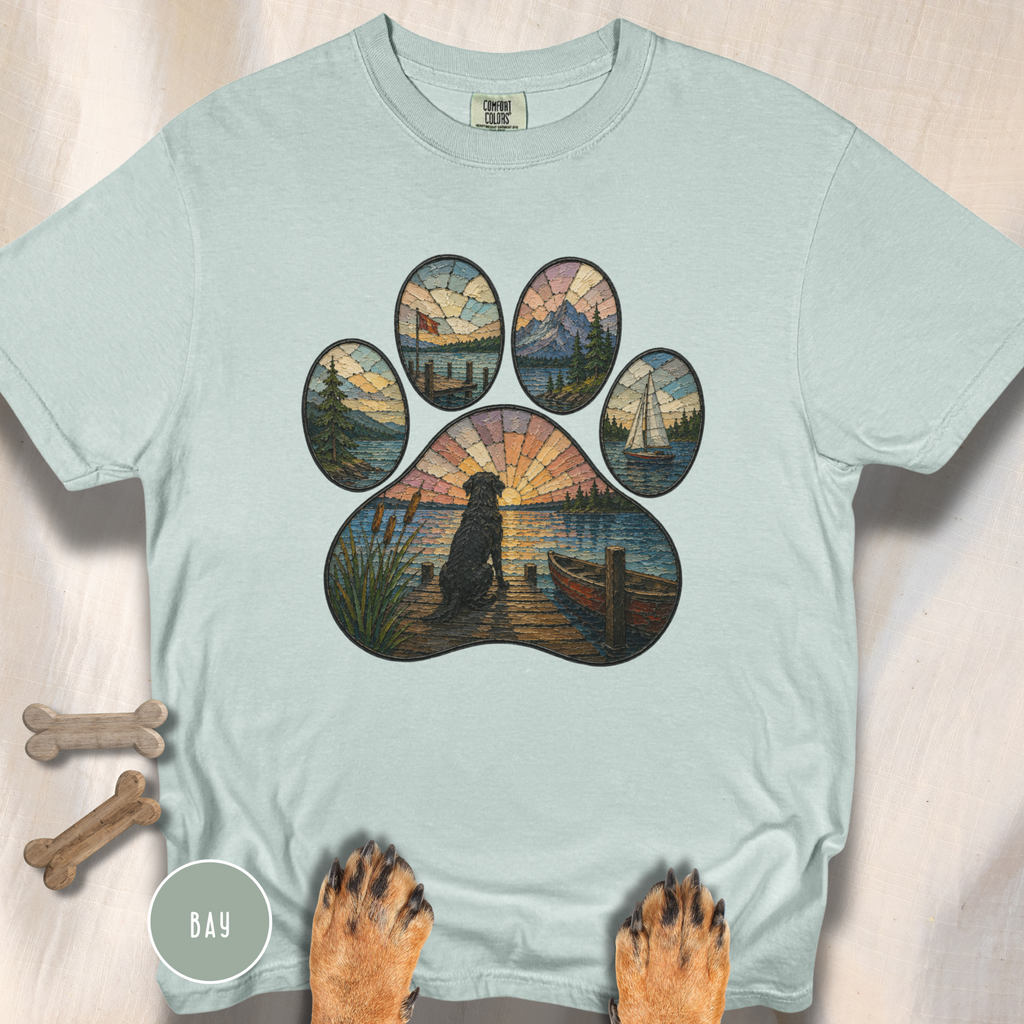 Sail Away Stained Glass Paw Print T-shirt