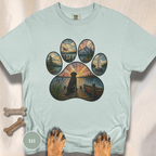 Sail Away Stained Glass Paw Print T-shirt