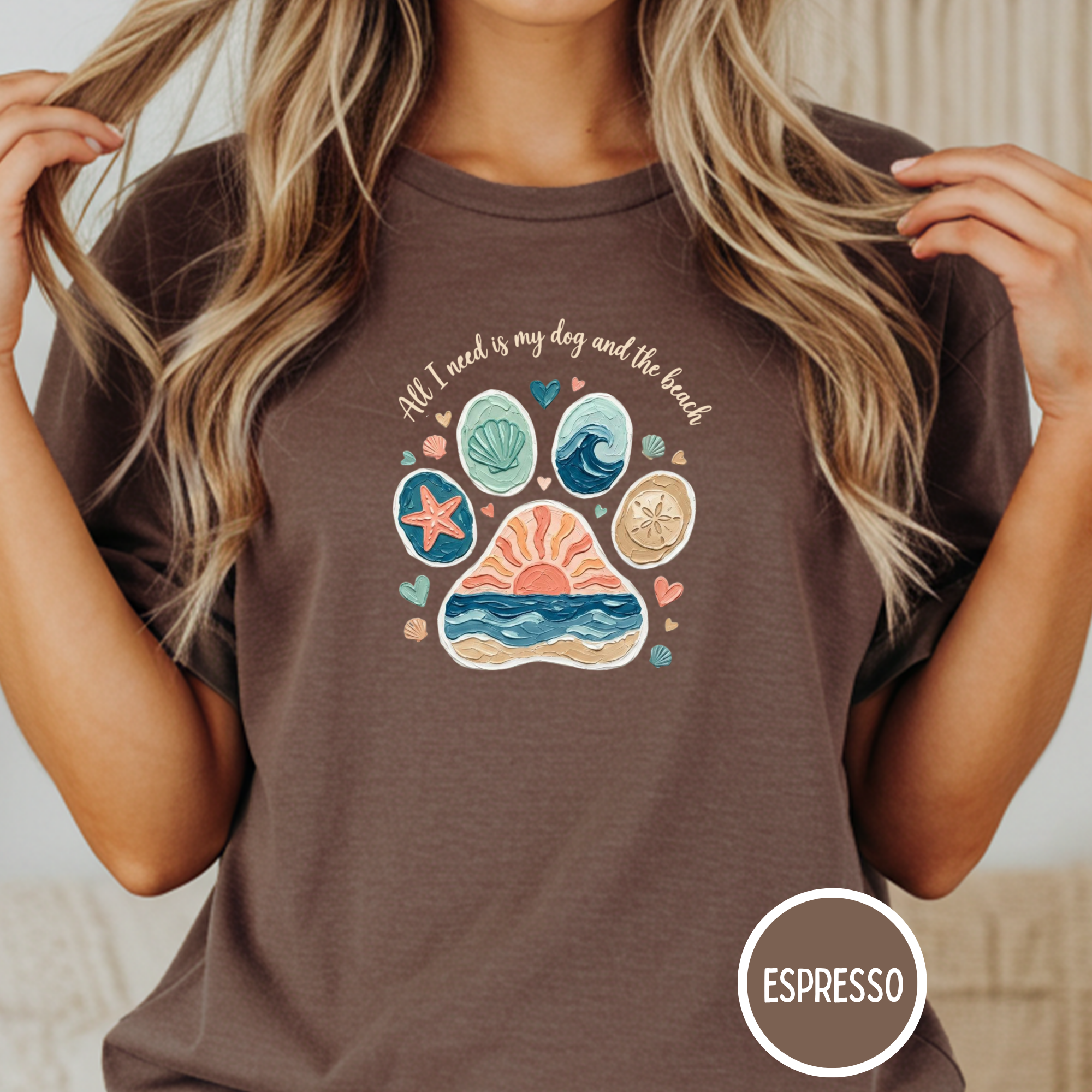 Coastal Dog Lover T-Shirt for Beach Loving Dog Moms