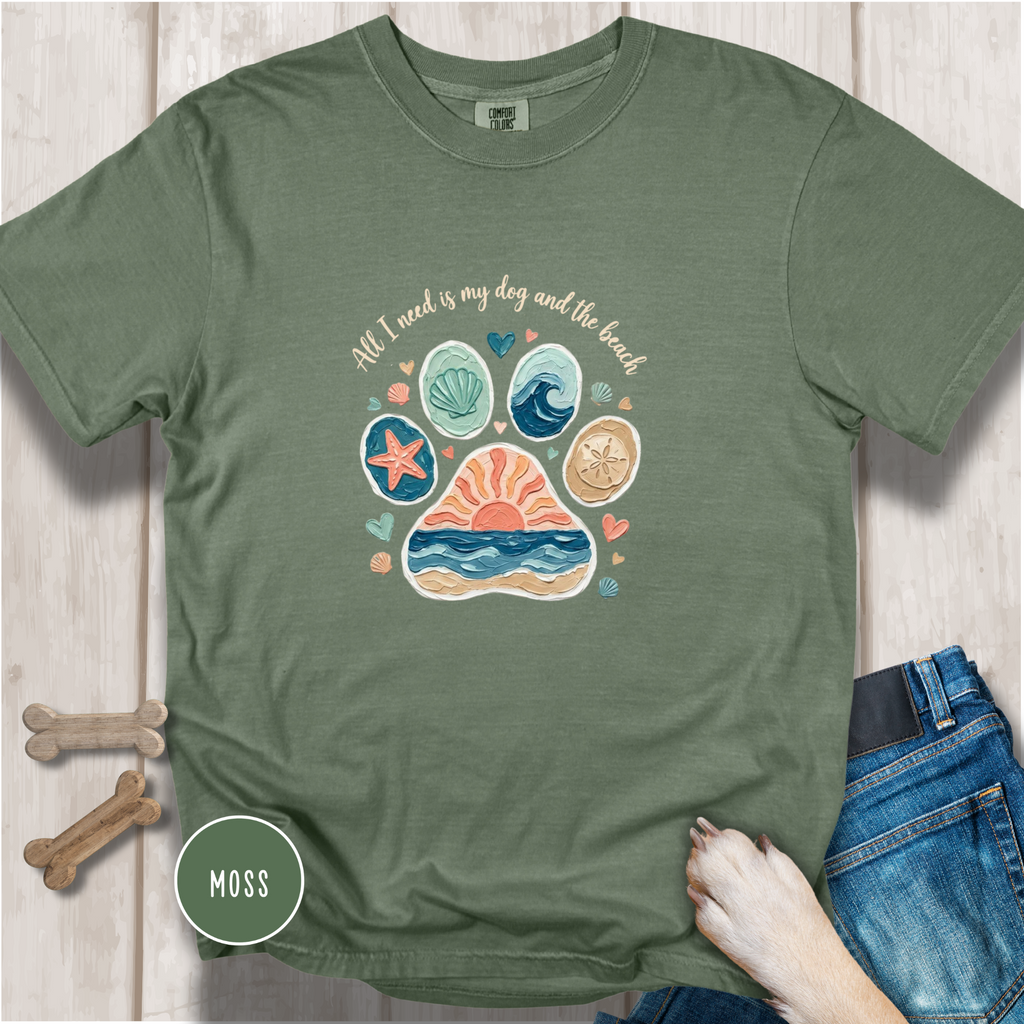 Coastal Dog Lover T-Shirt for Beach Loving Dog Moms