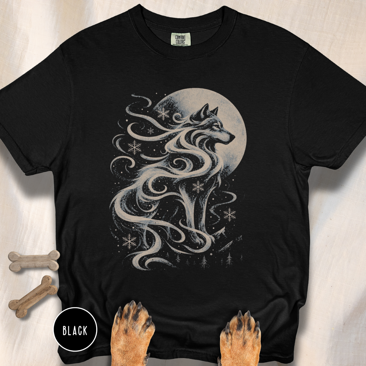 Snow Wolf Under the Moon  T-shirt