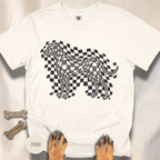 Checkerboard Dog Optical Art T-shirt