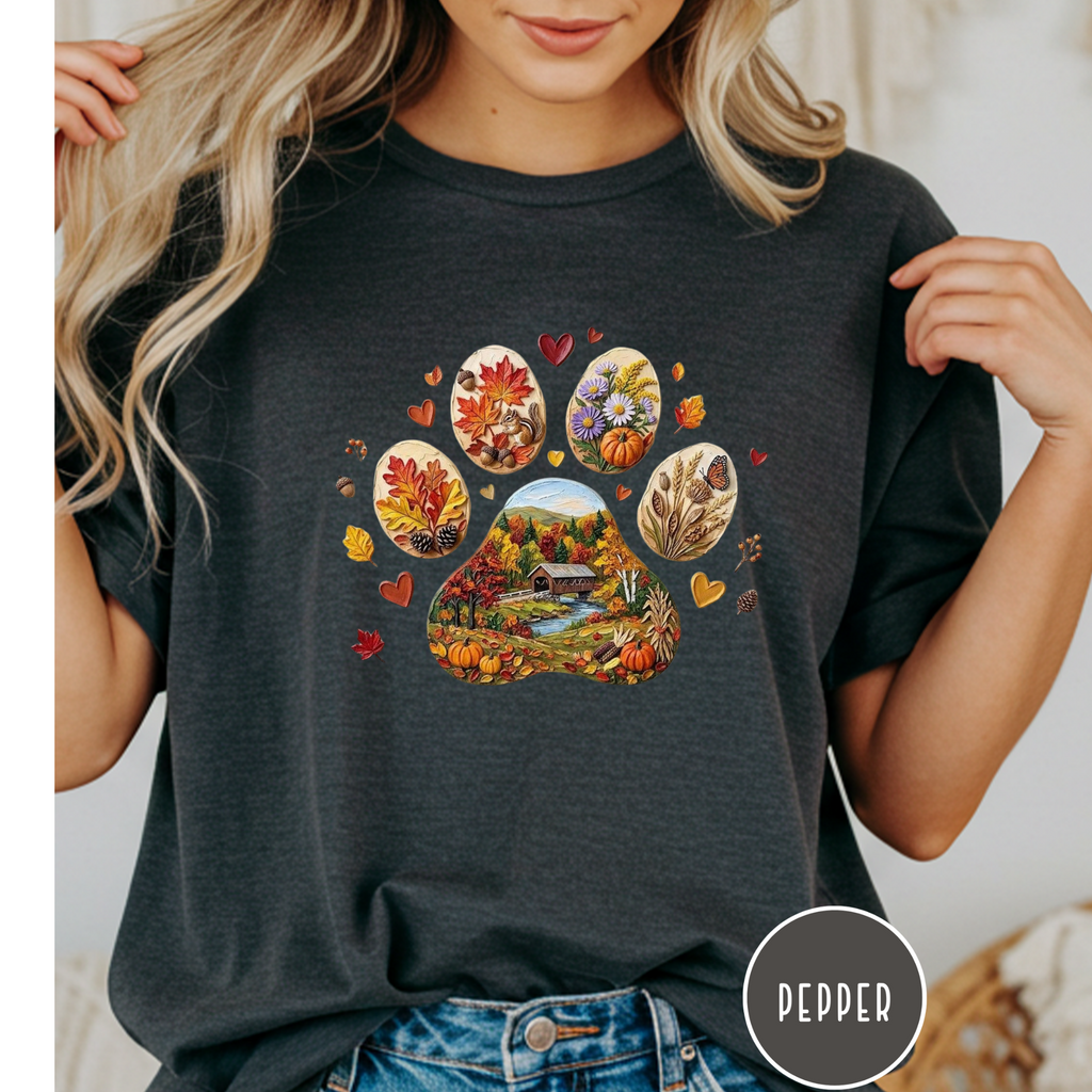 Fall in New England Dog Paw T-shirt
