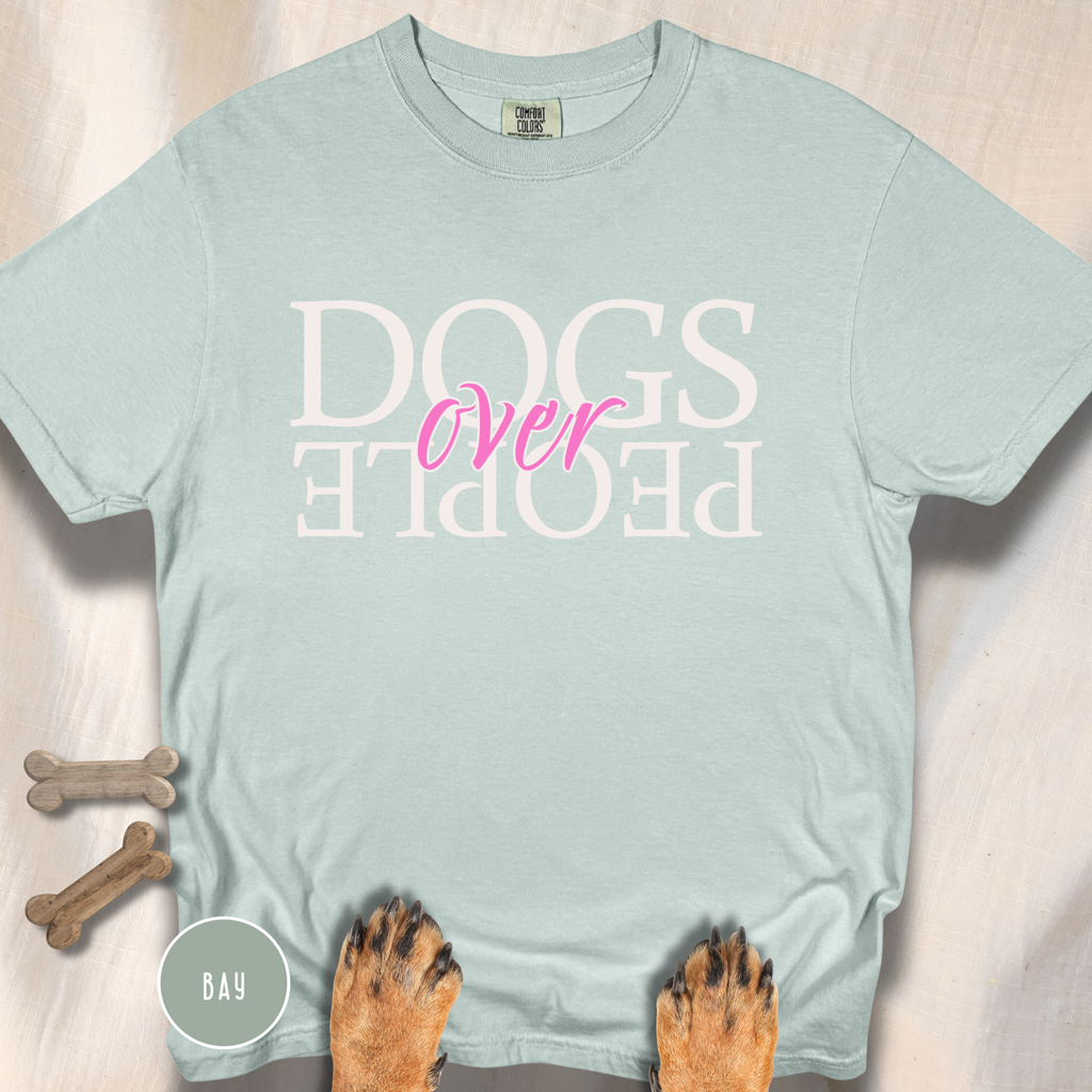 Dogs Over People Cream and Pink T-shirt