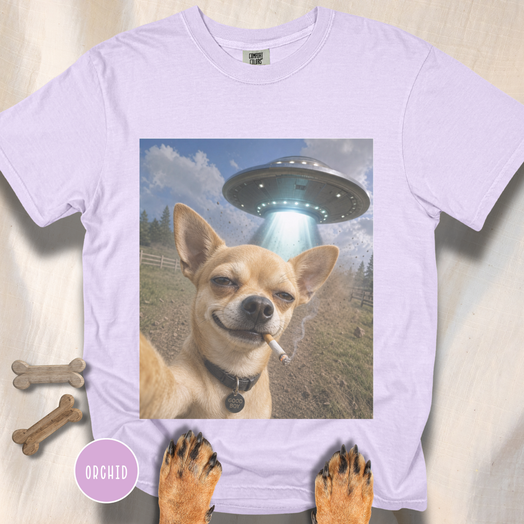 Chihuahua Smiling UFO Selfie T-shirt