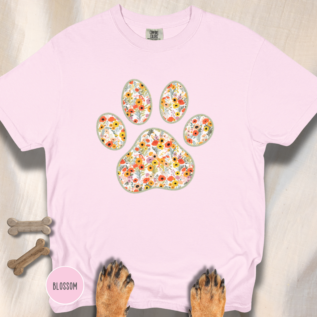 Fall Flowers Dog Paw T-shirt