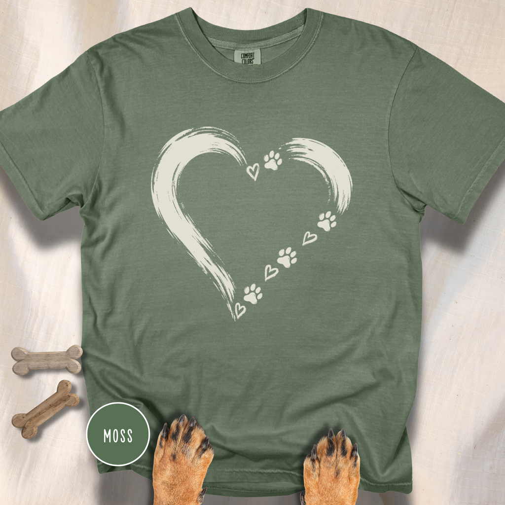 Brushstroke Heart Dog Paw T-Shirt