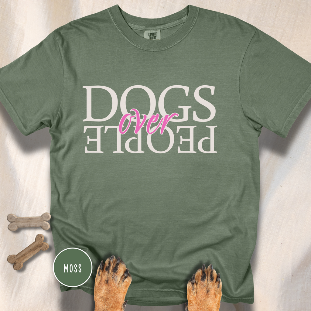 Dogs Over People Cream and Pink T-shirt