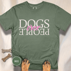 Dogs Over People Cream and Pink T-shirt