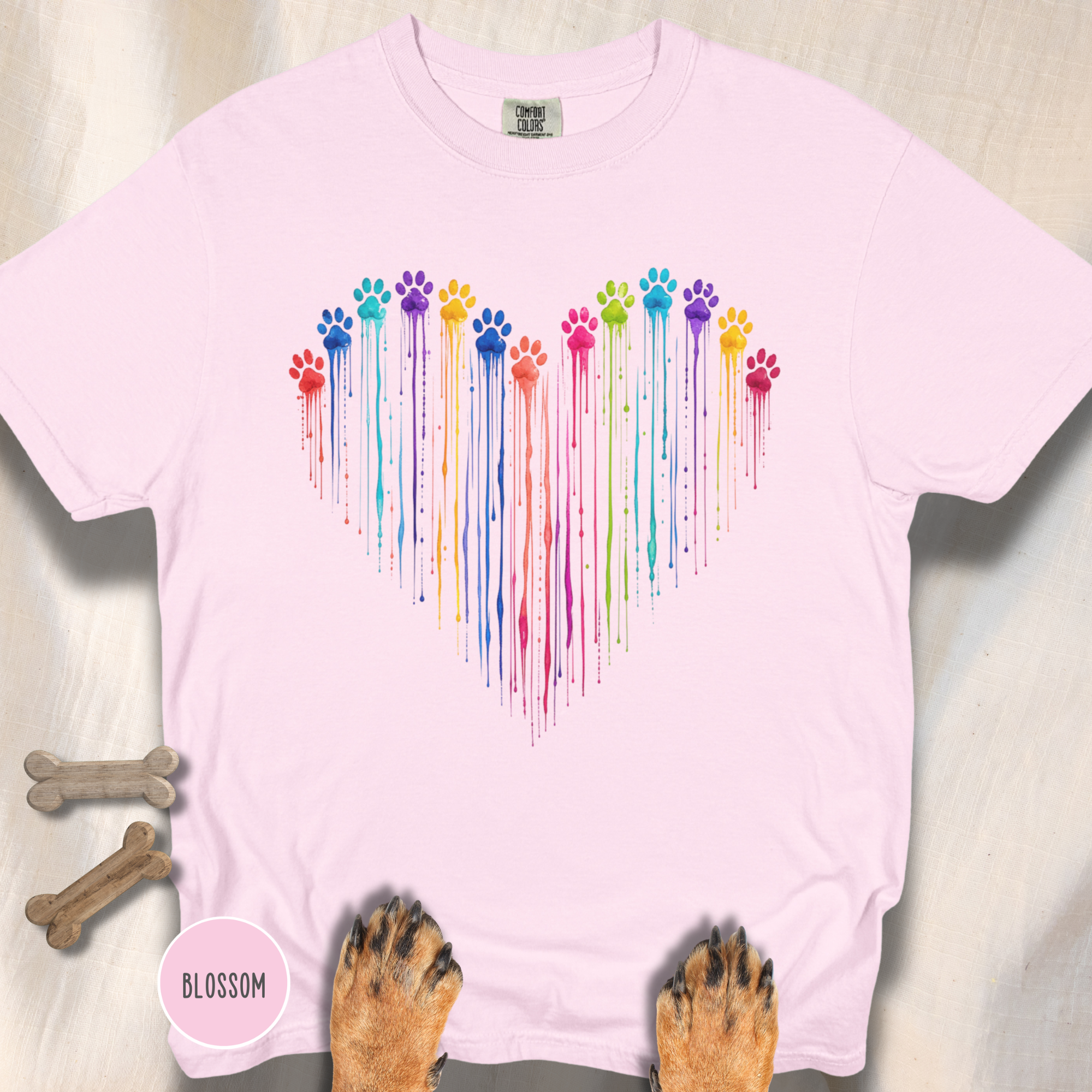 Paw Print Paint Heart T-shirt