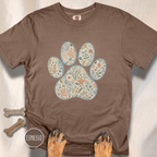 Coastal Seashore Vintage Botanical Dog Paw T-Shirt
