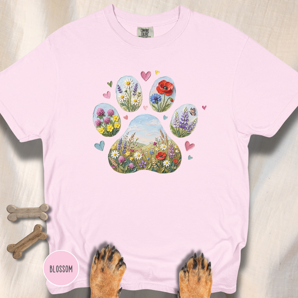 Meadow of Wildflowers Dog Paw T-Shirt
