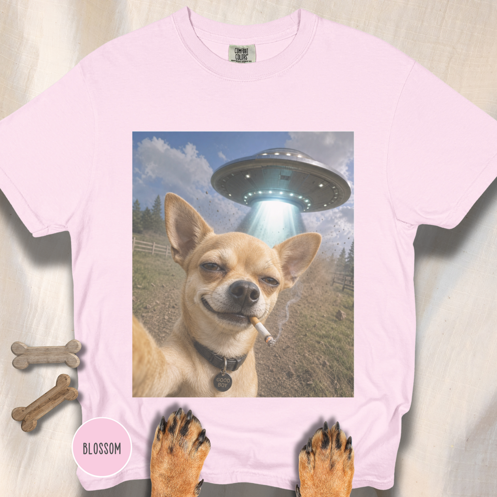 Chihuahua Smiling UFO Selfie T-shirt